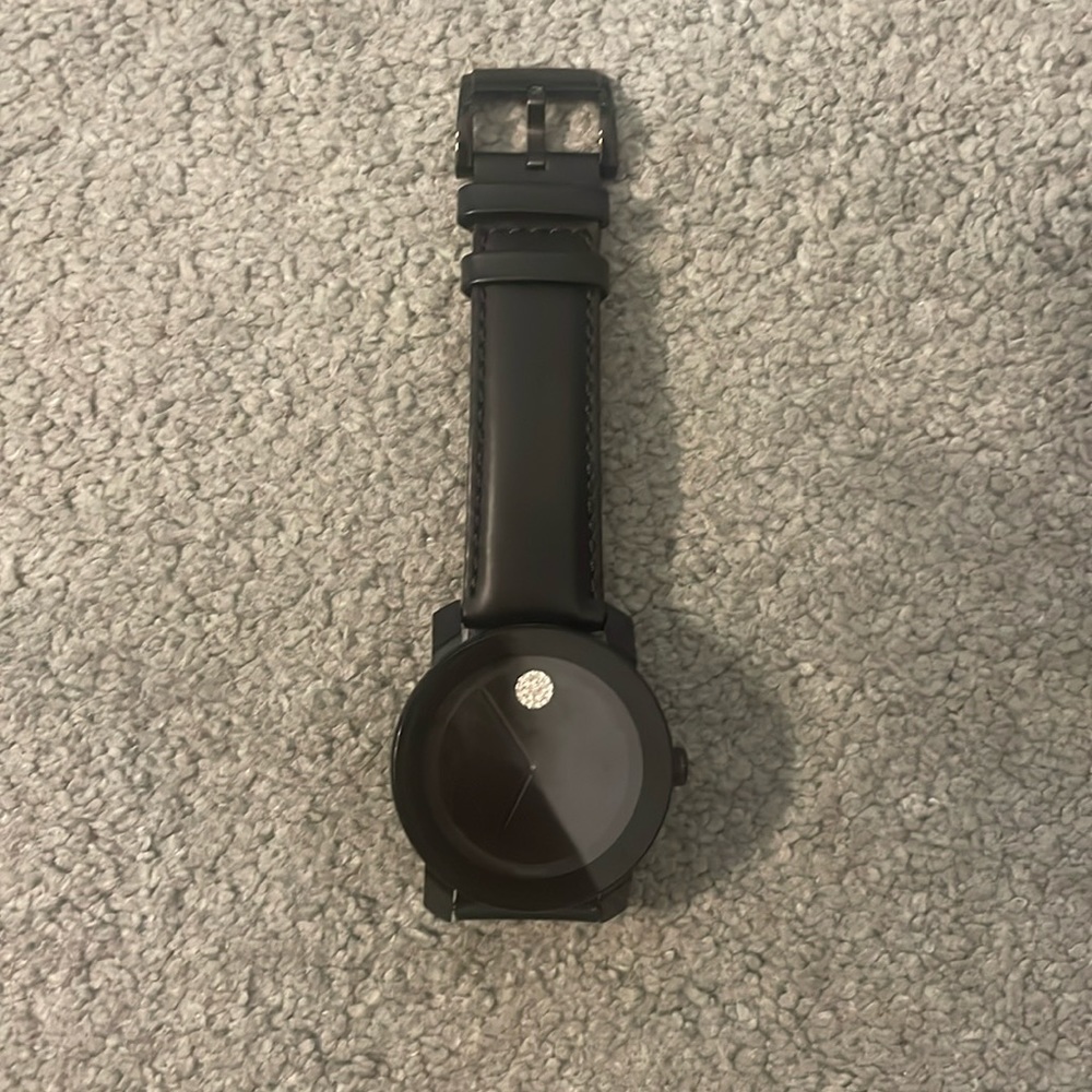Movado Bold Watch with Black Leather Band